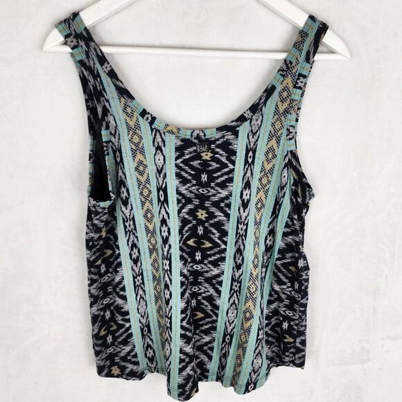 Billabong Tank Top Women S Case Closed Southwestern Print Modal Green Black - Picture 4 of 10